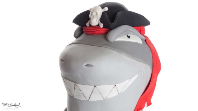 pirate shark cake close up