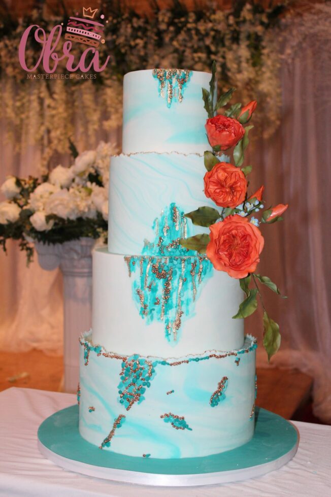 blue wedding cake