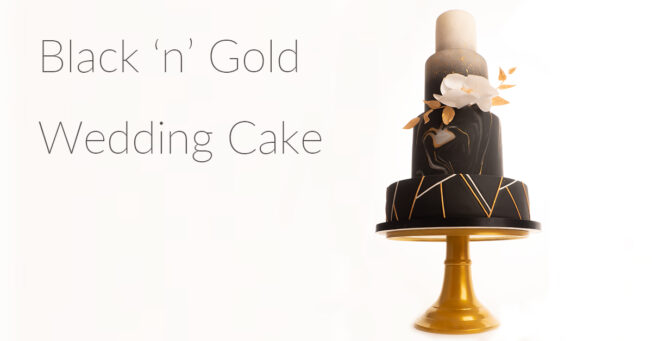 Black n Gold Wedding Cake
